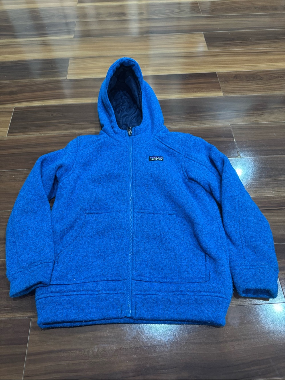 Patagonia Kids Blue Hooded Fleece Zip Jacket 8yo - Picture 1 of 6